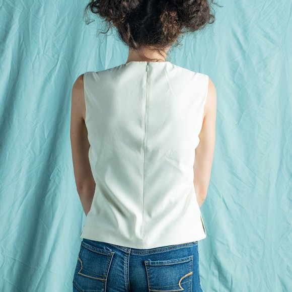 SUSAN LAZAR | Cream Square Top w/ Stitching Detail - Picture 3 of 3
